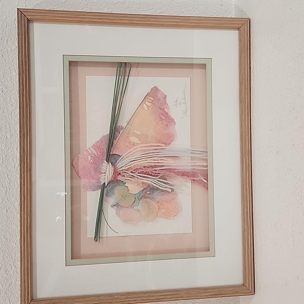 Collen Paper Fiber Art Moonshadows Signed 92 Shadow Box Frame 17x21